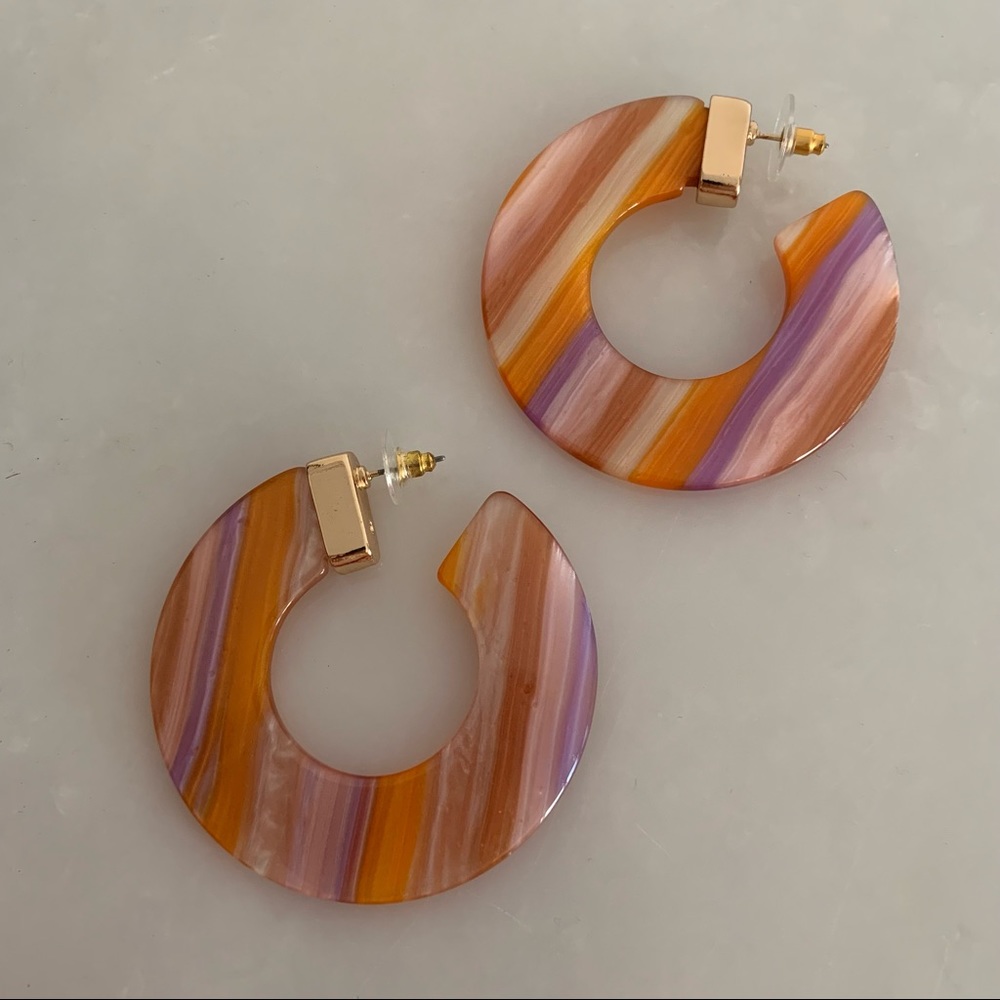 Orange and purple hoop earrings